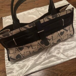 Furla Black and Tan Textured Bag